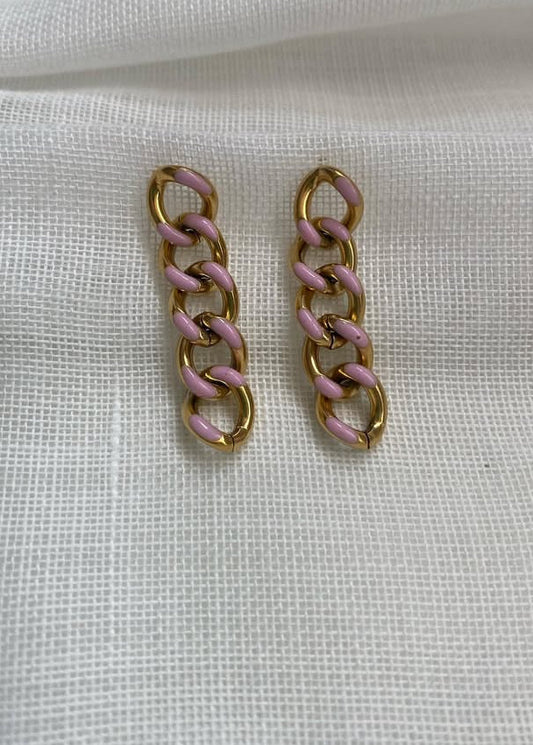 Pendientes cadena rosa