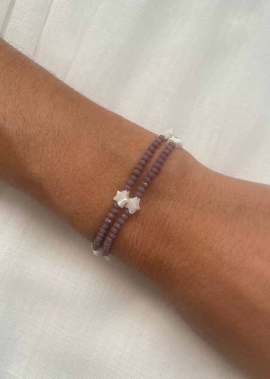 Pulsera doble estrellas nácar